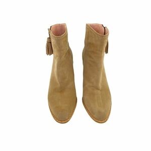 Stuart Weitzman Beige Nubuck Prancing Tassel Boots